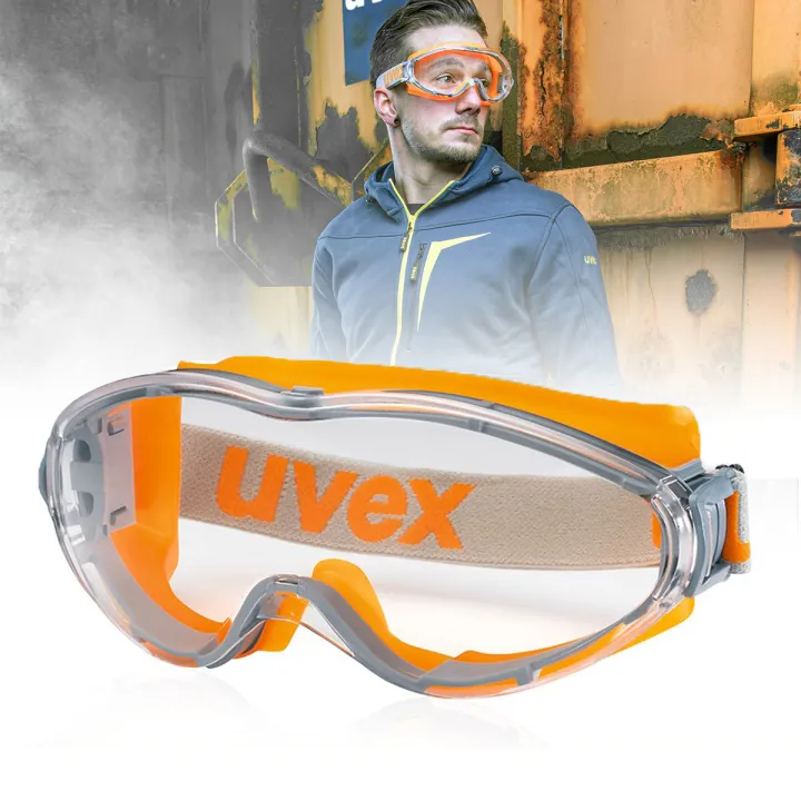 Anti FogUvex Orange Clear Safety Goggles Ultrasonic ANSI Z87