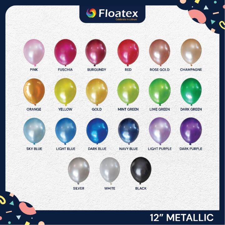 Floatex 3 2g 12 Inch Metallic 10 Pcs Latex Colorful Balloon Circle