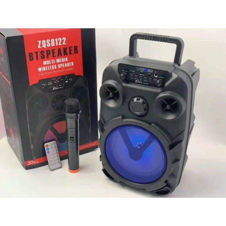 ZQS 8122 8 Inch Speaker Woofer With Wireless Microphone Extra Bass