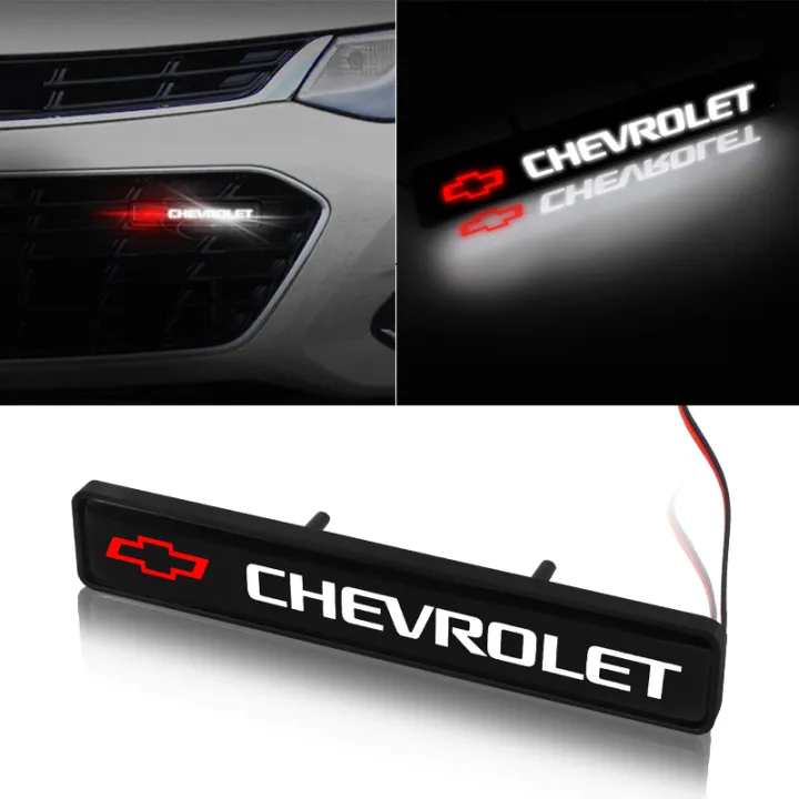 Abs Chrome Front Hood Grille Logo Badge Led Decorative Light For