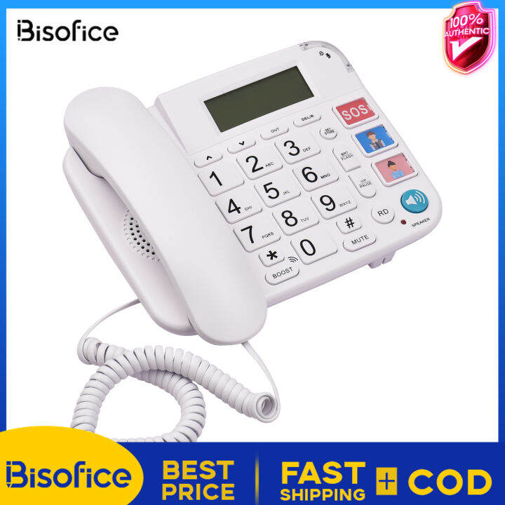 Bisofice Black Corded Phone With Big Button Desk Landline Phone