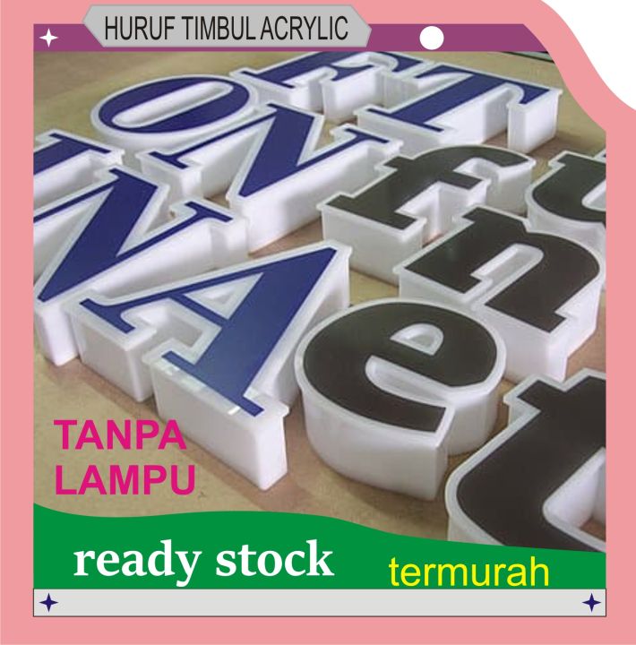 HURUF TIMBUL ACRYLIC AKRILIK Letter Full Acrylic Tanpa Lampu Lazada