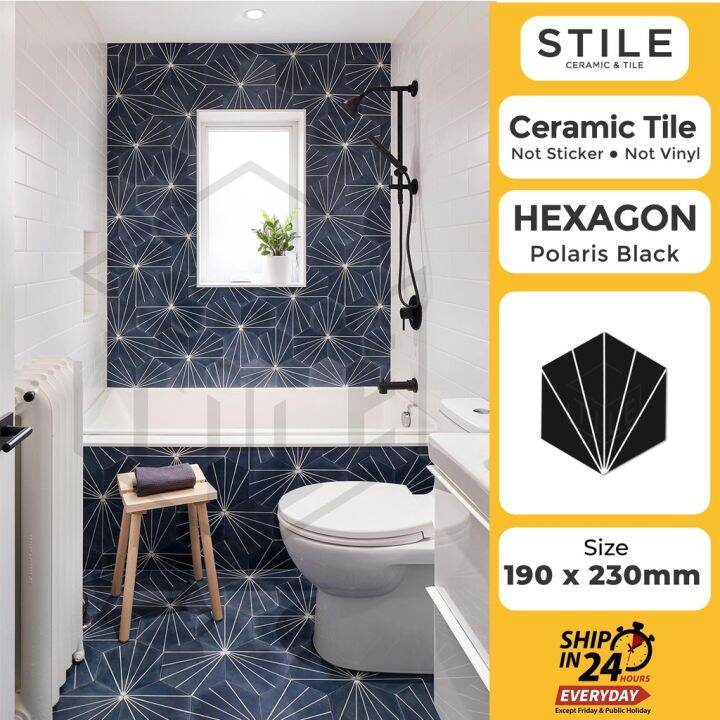 Real Tile Hexagon Polaris Black Mosaic Tiles Mozek Ceramic Tiles