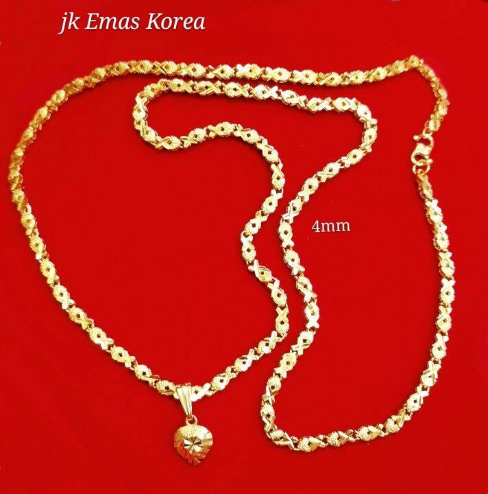 RANTAI Leher FREE Cop EMAS Bangkok Necklace New 60cm Love Pendant Gold