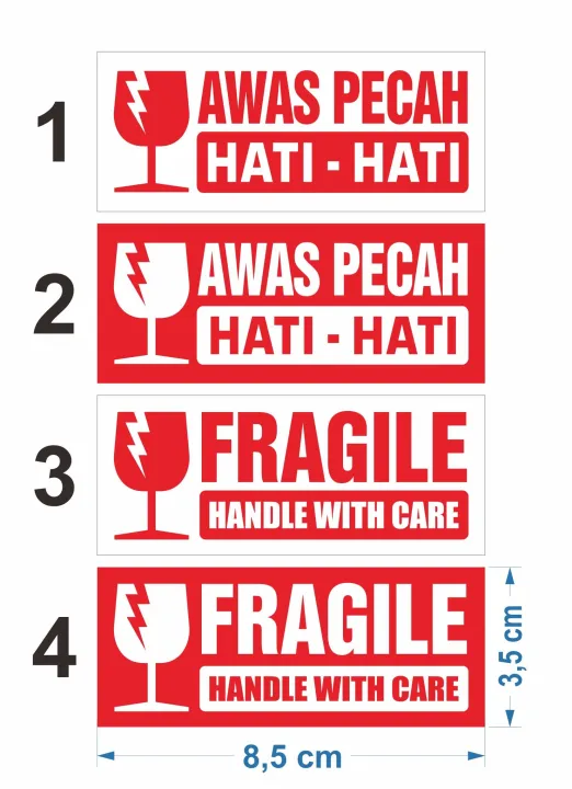 Sticker Label Fragile Handle With Care Stiker Awas Pecah X Cm