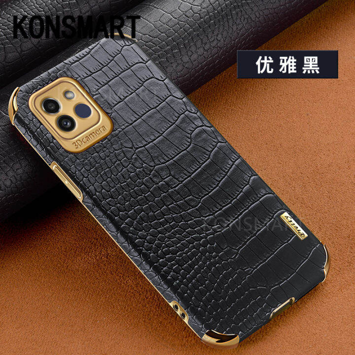 KONSMART Casing Ponsel Kulit Buaya Samsung A03 Casing Penutup Belakang