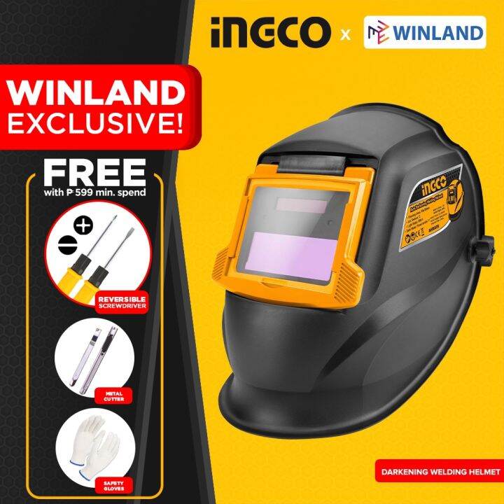 INGCO By Winland Solar Auto Darkening Welding Helmet Mask Goggles