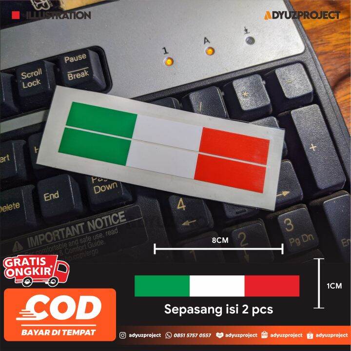 STRIP BENDERA ITALY 2 PCS Sticker Cutting Motor Mobil Helmet Laptop