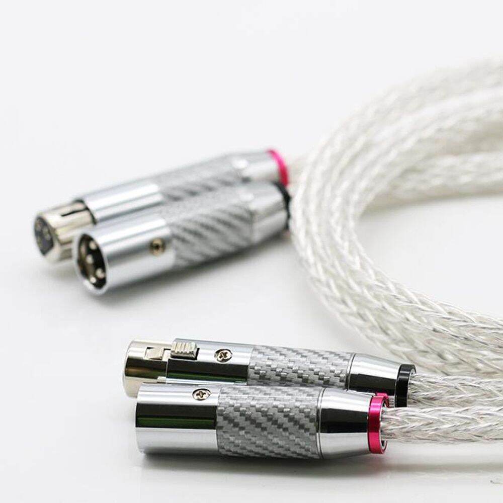 Hi End 8AG Silver Plated OCC 16 Strands Audio Cable With Carbon Fiber