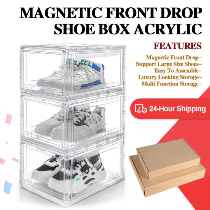 Full AcrylicHigh Transparent Acrylic Shoe Box Front Drop Hard