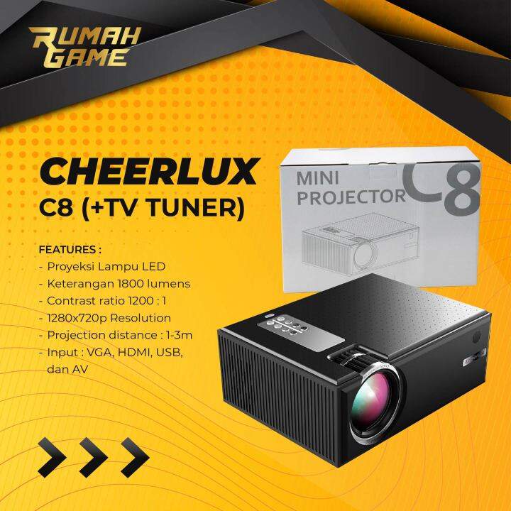 Proyektor MINI CHEERLUX C8 LED 1080P 1800 Lumens TV TUNER Lazada