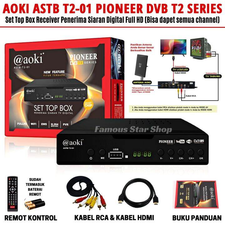 Set Top Box Tv Digital Komplit Aoki Astb T Pioneer Dvb T Series