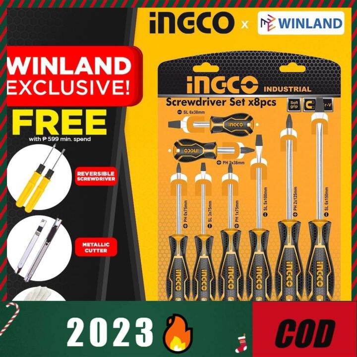 INGCO By Winland CR V Screwdriver 8PCS SET Screw Driver Tool HKSD0828