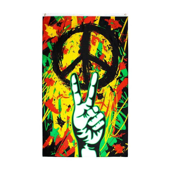 Johnin 90x150cm Rasta Peace Grafitti Flag Lazada Co Th