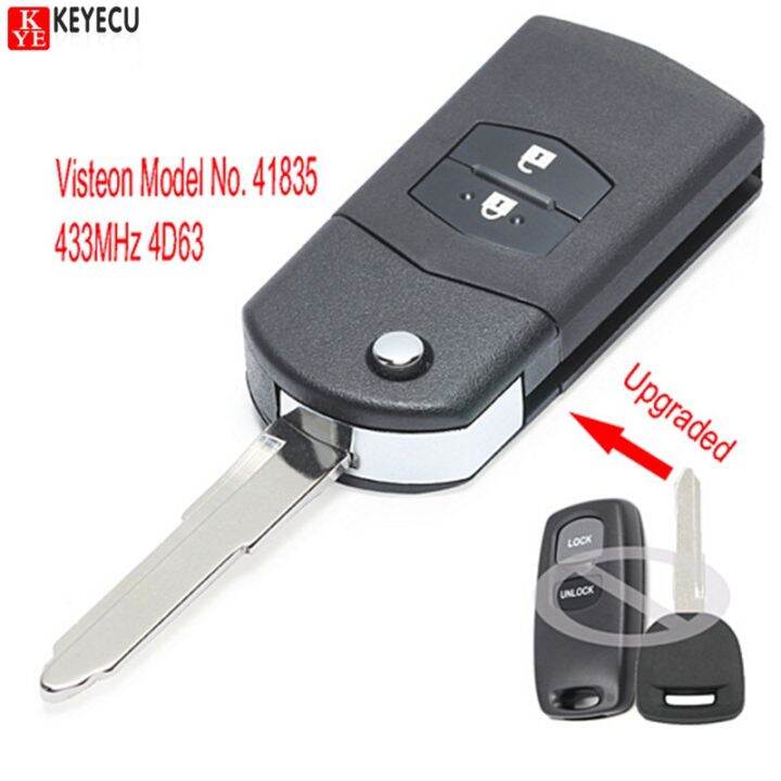 Keyecu Intelligent DIY Upgraded Flip Remote Car Key Fob 2 Button 433MHz