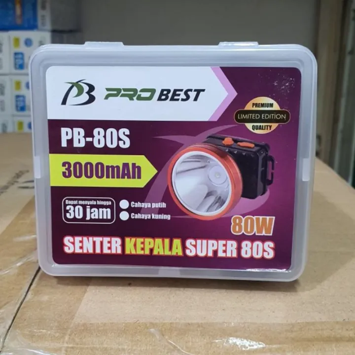 Senter Kepala 80 Watt Probest PB 80S NEW CAHAYA KUNING DAN CAHAYA PUTIH