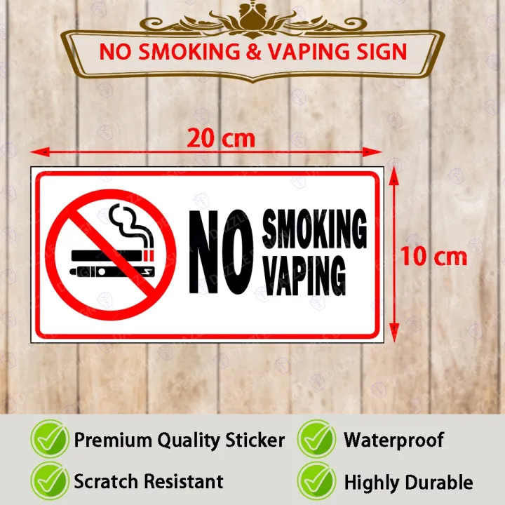 NO SMOKING AND VAPING 20X10CM SIGNS STICKER PELEKAT STICKER