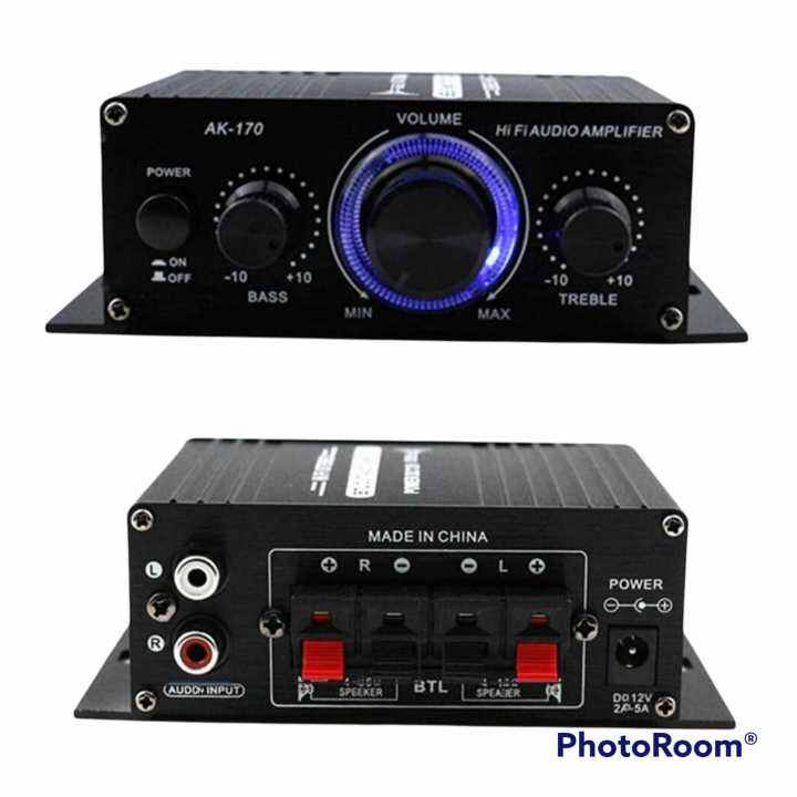 Amplifier Hi Fi Stereo Rumah FM Radio USB AUX TF Layar LED 2CH Power