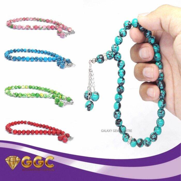 TASBIH BATU PIRUS NEVADA VARIAN WARNA 33 BUTIR 8MM ORIGINAL STONE