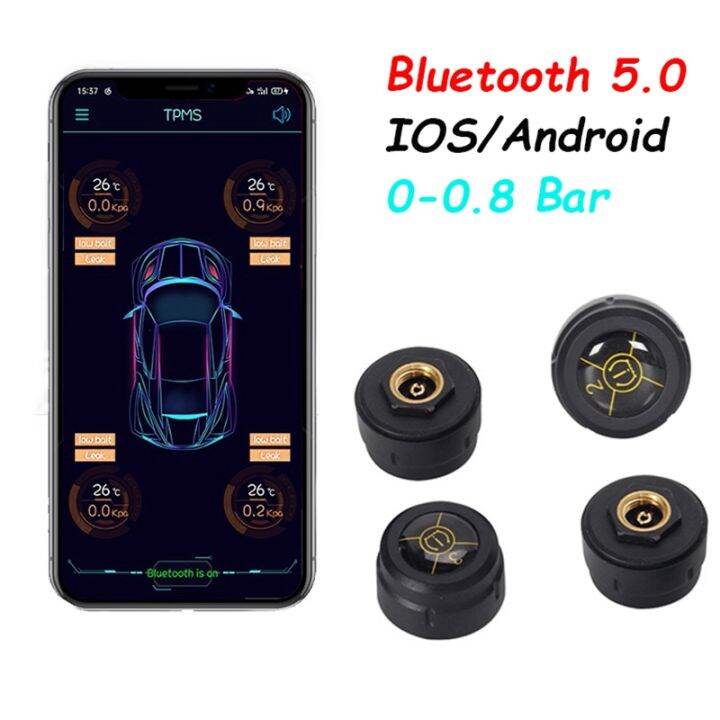 Bluetooth 5 0 Car TPMS Tire Pressure Alarm System Sensor Android IOS