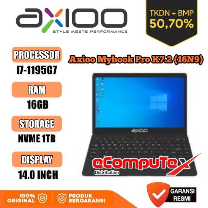 AXIOO MYBOOK PRO K7 2 16N9 I7 16GB 1TB 14 FHD IPS TKDN GARANSI RESMI