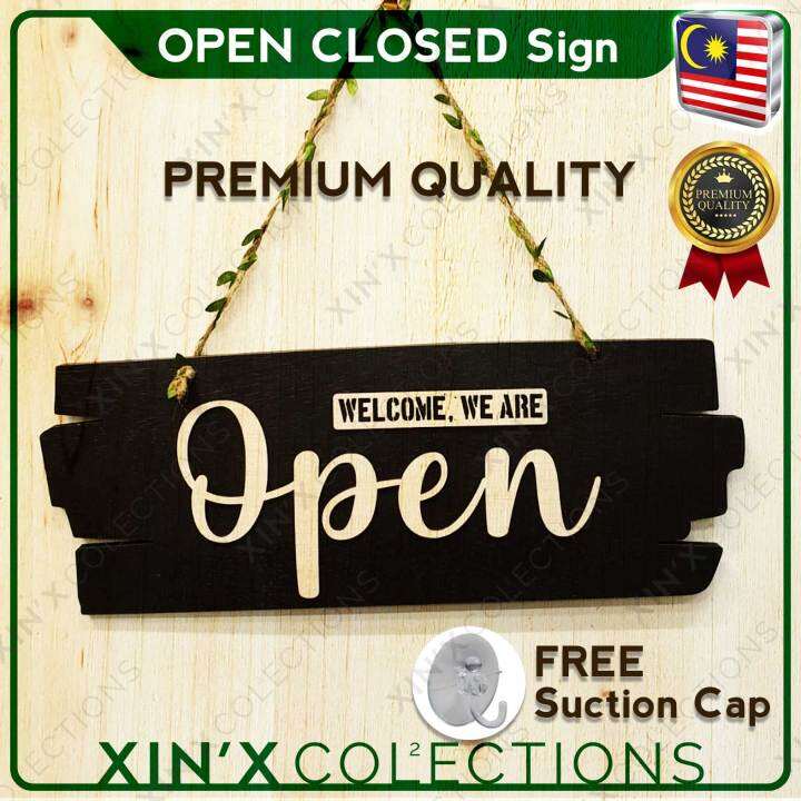 OPEN CLOSED CLOSE BUKA TUTUP WAKTU OPERATION BUSINESS WOODEN SIGN CRAFT