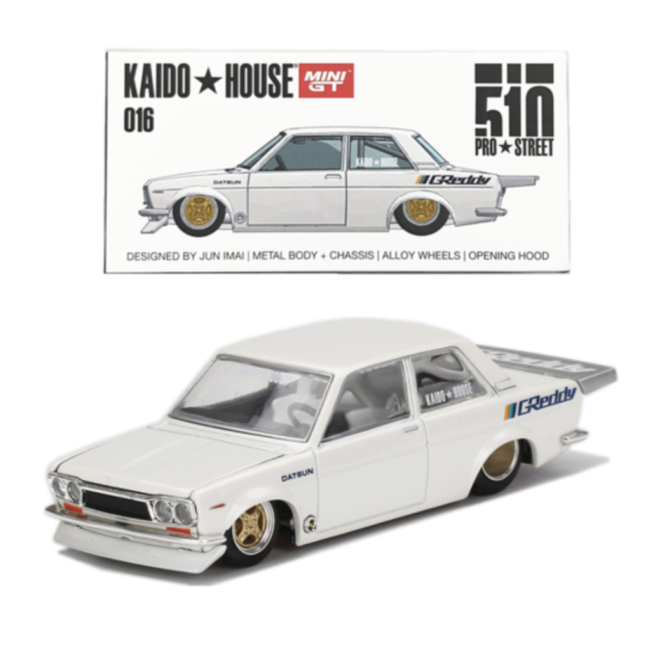 Mini GT X Kaido House Datsun 510 Pro Street V1 1 64 Scale Greddy Pearl