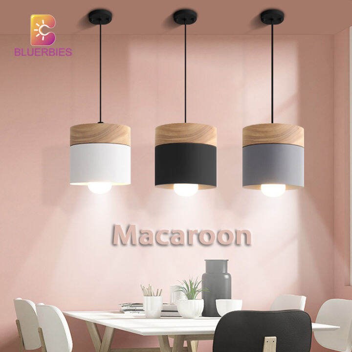 Pendant Light Nordic Minimalist Modern Macaron Hanging Lamp Wood