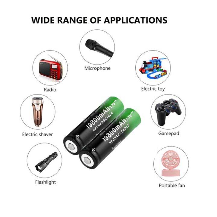 NEW 18650 Battery 3 7V 19800 MAh Rechargeable Lithium Ion Battery For