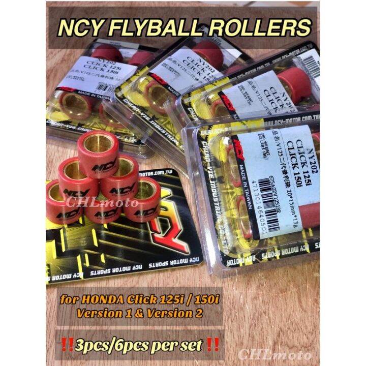 READY STOCK NCY Flyball Rollers For Honda Click 125i 150i V1 V2 Game