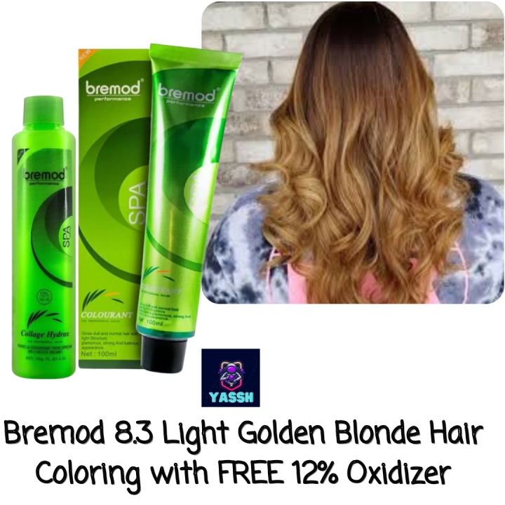 Bremod 8 3 Light Golden Blonde Hair Coloring With FREE 12 Oxidizer