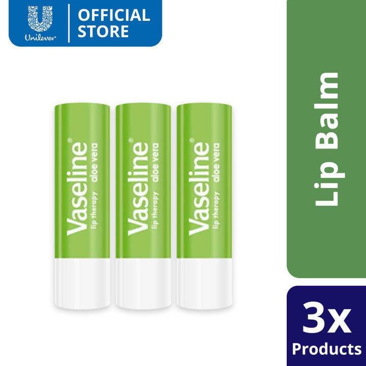 BUNDLE Vaseline Lip Therapy Aloe Vera Lip Stick With Petroleum