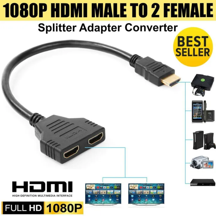 สงฟรHDMI Y HDMI splitter cable 1ออก2จอ full hd 1080pเกบเงนปลายทาง