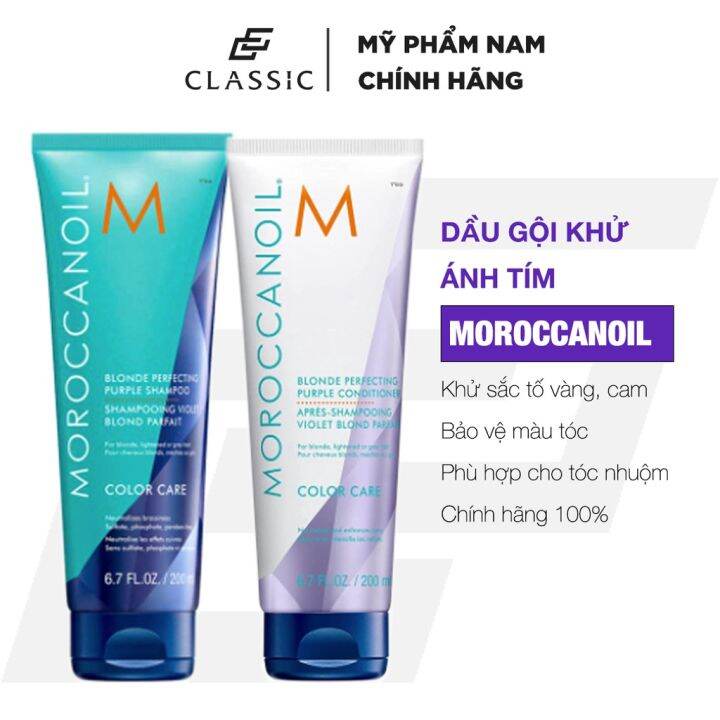 Dầu Gội Xả Tím Khử Sắc Tố Vàng Moroccanoil Blonde Perfecting Purple