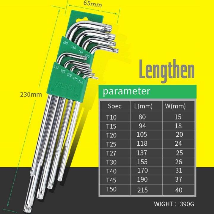 Laoa Inner Spline Allen Key With Middle Hole Wrench Set Torx