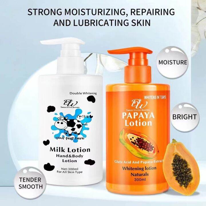 DW Papaya Lotion W Gluta Acid And Papaya Extract 300ml And DW Milk