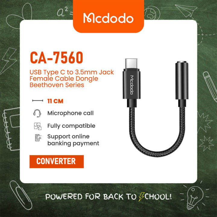 Mcdodo CA 7560 USB Type C To 3 5mm Jack Female Cable Dongle Beethoven