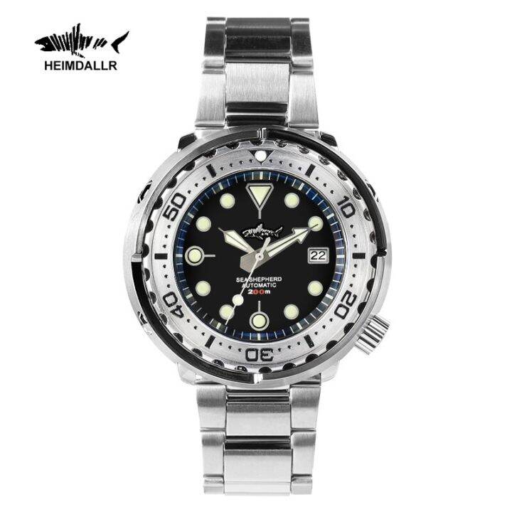 Heimdallr Full Steel Tuna Diver Automatic Watch Men Black Sapphire