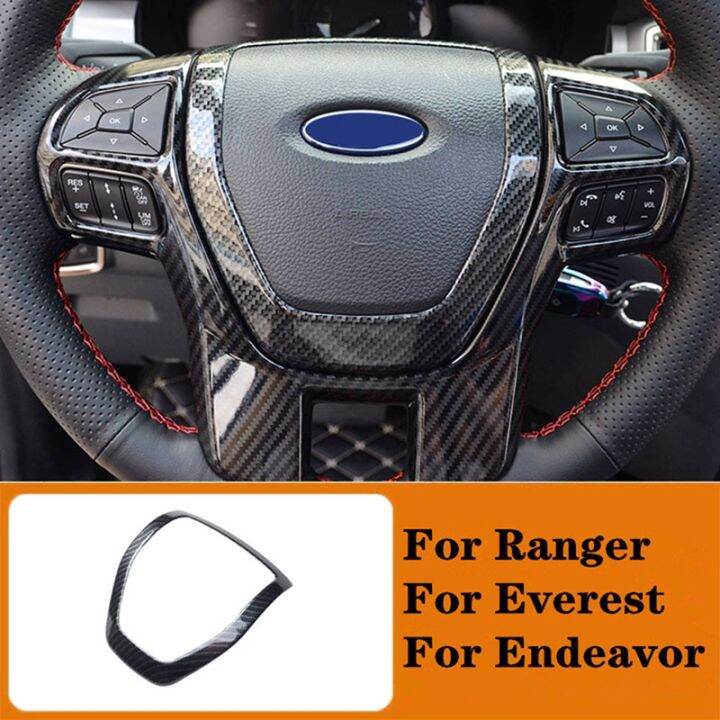 Carbon Fiber Steering Wheel Frame Decorator Horn Cover For Ford Ranger