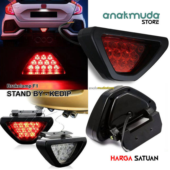 Lampu Rem Stop Lamp Segitiga Model F Lampu Bemper Belakang Motor Mobil