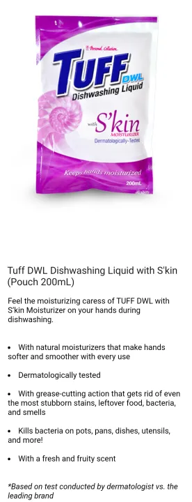 Tuff Dishwashing Liquid 200mL Pouch With Germex And With Skin