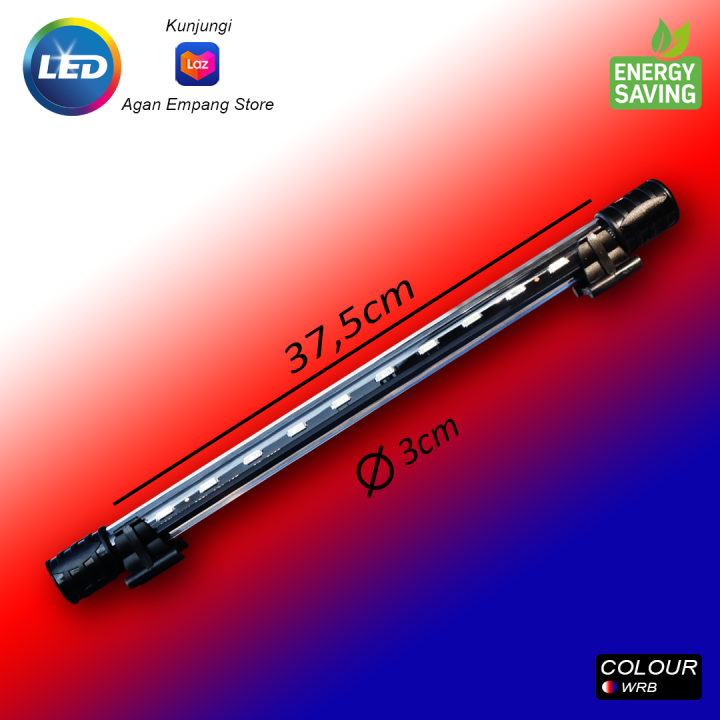 LAMPU LED AQUARIUM 40CM WARNA MERAH PUTIH BIRU MODEL CELUP LAMPU