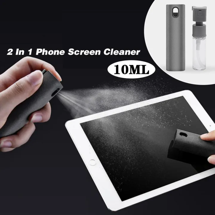 2 In 1 Phone Screen Cleaner Spray Microfiber Cloth Wiper For Mobile PC