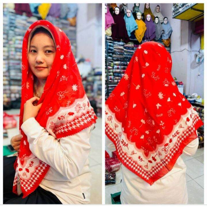 Hijab Voal Motif Batik Merah Putih Voal Premium Bukan Sublim Lazada