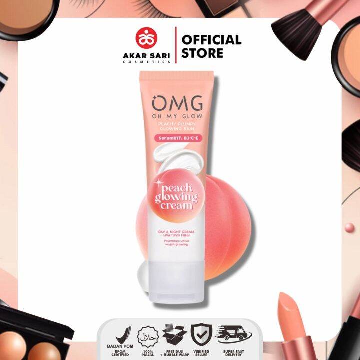 OMG OH MY GLOW PEACH GLOWING CREAM Pelembab Wajah 25 Gr Lazada