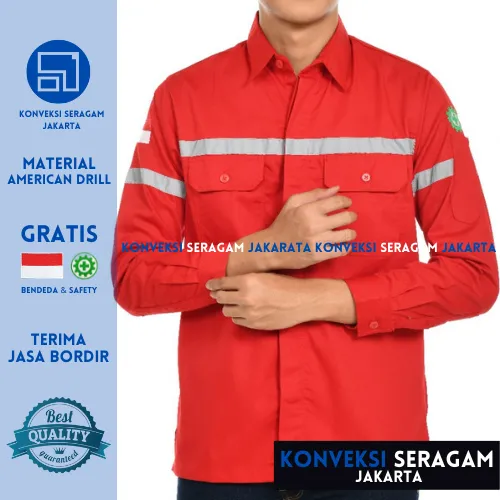 Baju Kemeja Safety K Lengan Panjang Seragam Kerja Atasan Wearpack