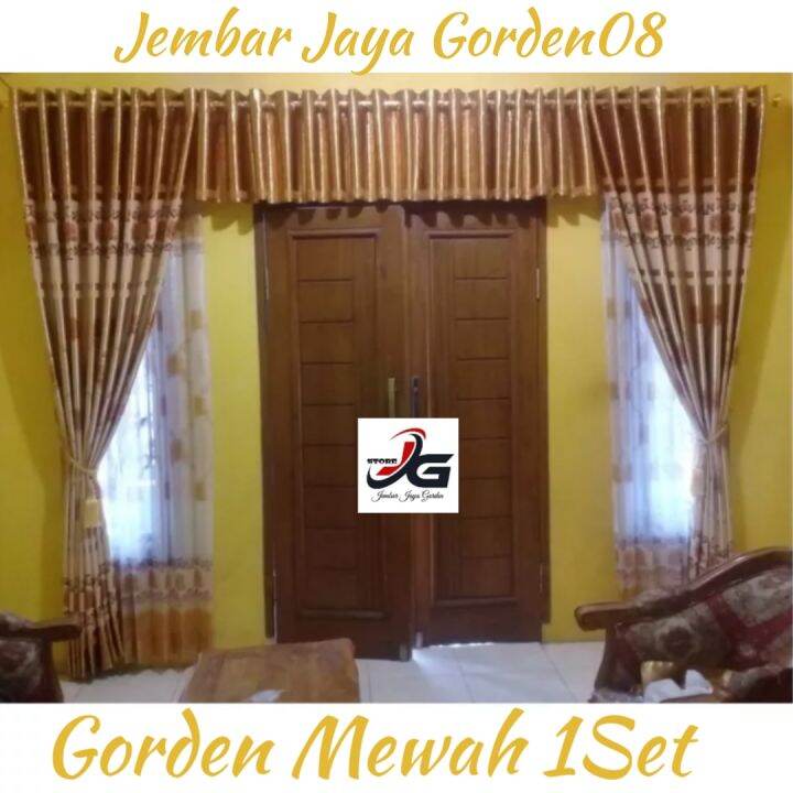 Gorden Ruang Tamu Model Terbaru Gorden Set Lengkap Pintu Jendela Poni