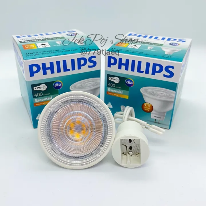 Philips Essential LED หลอดไฟฟลปส MR16 4 5W 220V WarmWhite Lazada co th