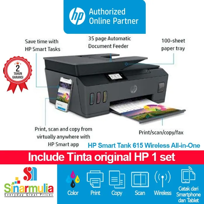 HP Smart Tank 615 Wireless All In One Y0F71A Lazada Indonesia