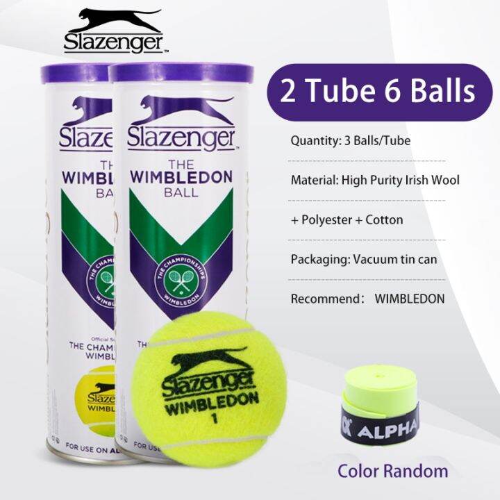 Slazenger THE WIMBLEDON BALL Tennis Balls Tube 3 4 Pack For Use On All